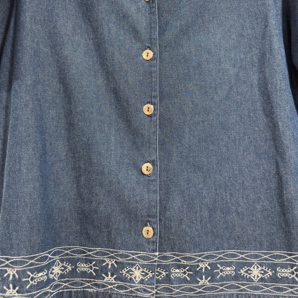 Vintage Adrian Delafield Haband Women Medium Denim 2 Piece Set Embroidered - Picture 4 of 12